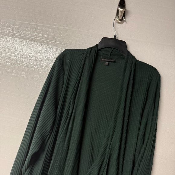 Lane Bryant Cardigan Women Plus Size 22 Green Waterfall Open Front Long Sleeve - Picture 4 of 8